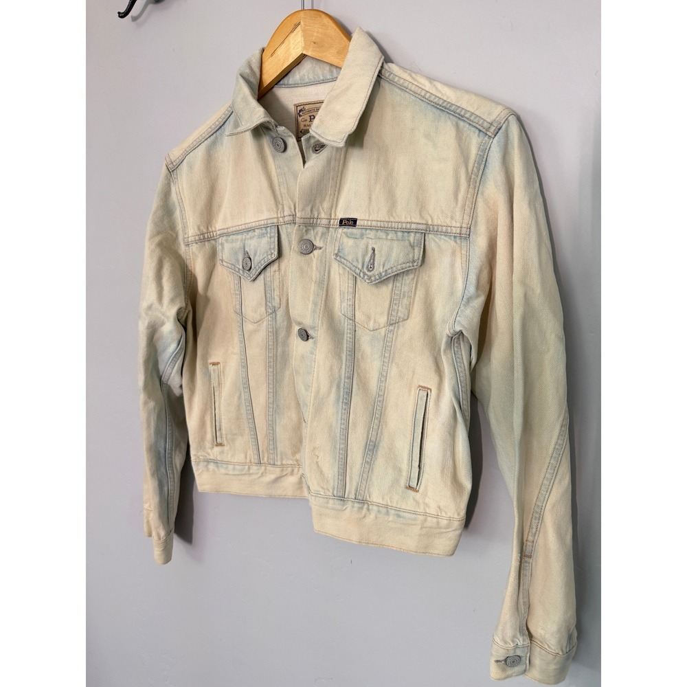Polo Ralph Lauren Women's Denim Jacket Light Wash Distressed Size XS‎